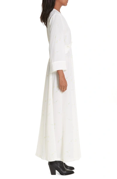 Ganni Nolana Tie Front Floral Silk Maxi Dress In White | ModeSens