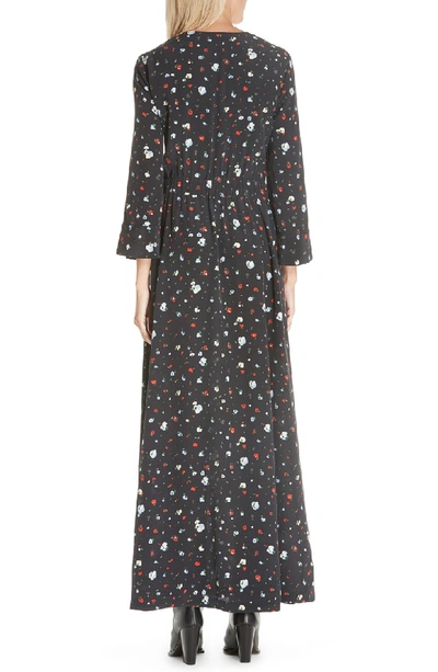 Shop Ganni Nolana Silk Maxi Dress In Black