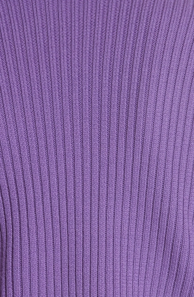 Shop Tibi Ribbed Merino Wool Asymmetrical Skirt In Purple