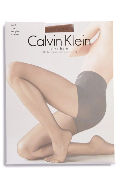 Shop Calvin Klein 'ultra Bare - Infinite Sheer' Control Top Pantyhose In Tan Glow