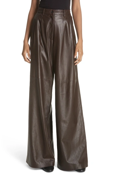 Shop Nili Lotan Nico Leather Pants In Brown