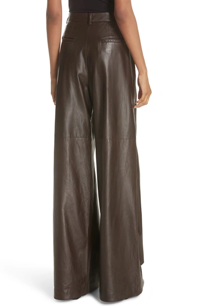 Shop Nili Lotan Nico Leather Pants In Brown