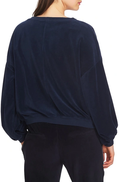 Shop 1.state Velour Boat Neck Pullover Top In Blue Night