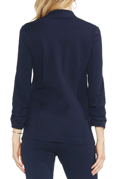 Shop Vince Camuto Ruched Sleeve Ponte Blazer In Classic Navy