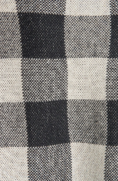 Eileen Fisher 3/4-sleeve Linen Checkerboard Sweater In Black