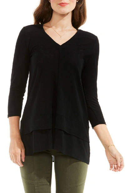Shop Two By Vince Camuto Mixed Media Tunic In Rich Black
