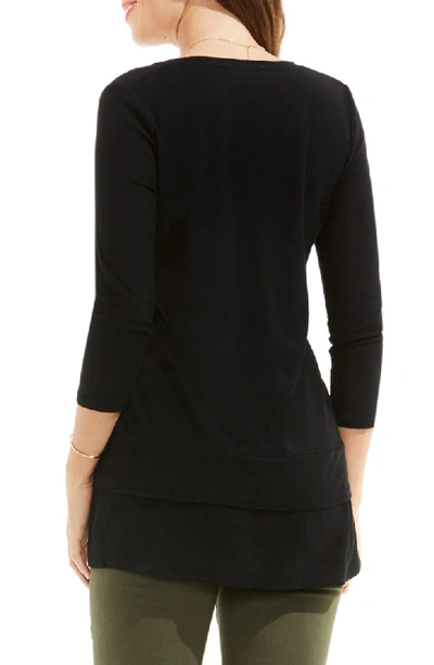 Shop Two By Vince Camuto Mixed Media Tunic In Rich Black