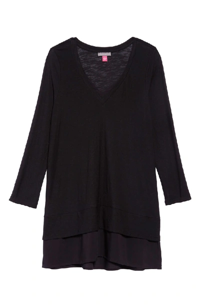 Shop Two By Vince Camuto Mixed Media Tunic In Rich Black