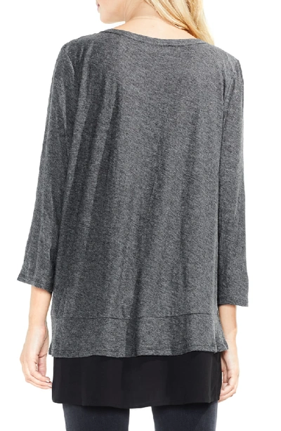 Shop Two By Vince Camuto Mixed Media Tunic In Medium Heather Grey