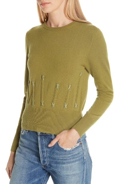 Shop Sea Cailyn Corset Knit Cashmere Sweater In Green