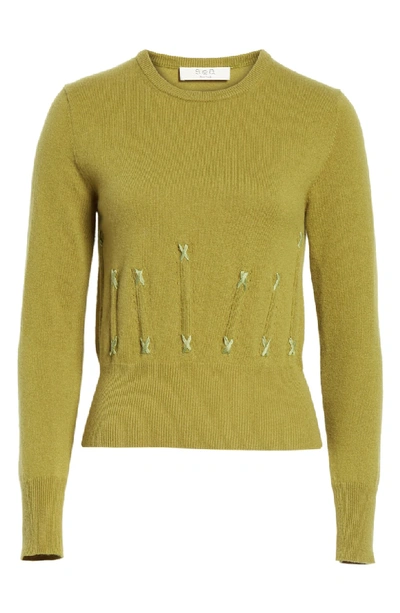 Shop Sea Cailyn Corset Knit Cashmere Sweater In Green