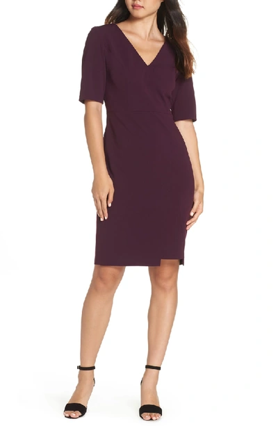 Shop Vince Camuto Scuba Crepe Sheath Dress In Plum