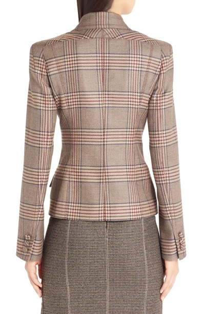 Shop Fendi Checked Double Breasted Wool Jacket In Grey