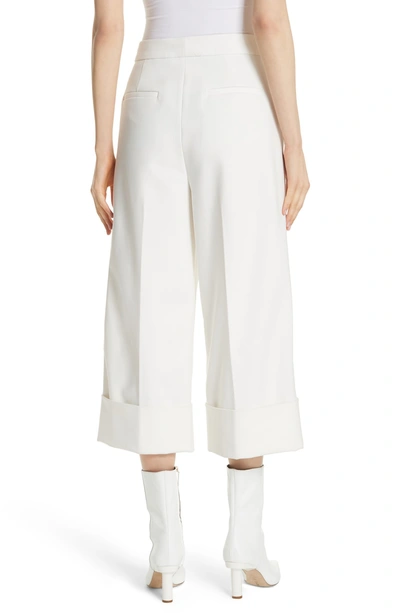 Shop Tibi Anson Stretch Cuffed Tuxedo Pants In Ivory