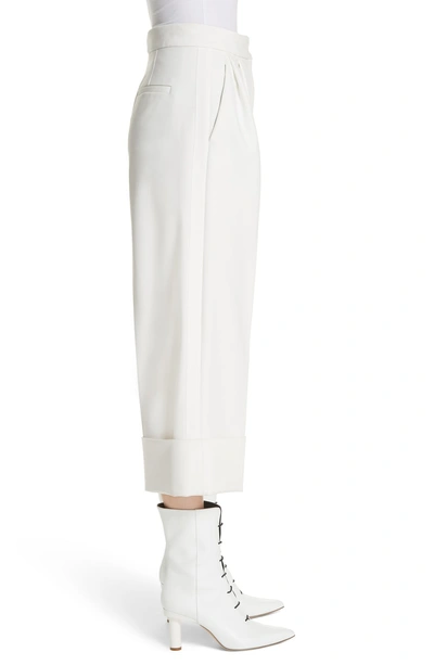 Shop Tibi Anson Stretch Cuffed Tuxedo Pants In Ivory