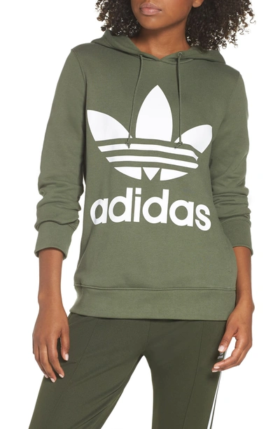 Shop Adidas Originals Trefoil Hoodie In Base Green