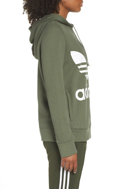 Shop Adidas Originals Trefoil Hoodie In Base Green