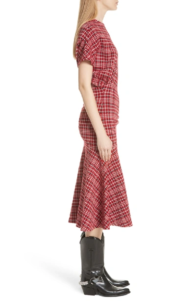 Shop Calvin Klein 205w39nyc Tartan Asymmetrical Dress In Red Navy White