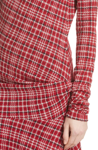 Shop Calvin Klein 205w39nyc Tartan Asymmetrical Dress In Red Navy White