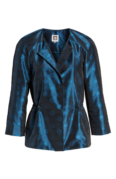 Shop Anne Klein Ikat Dot Raglan Sleeve Jacket In Juniper/ Fir