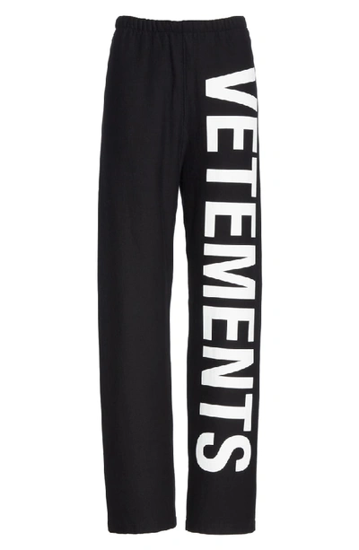 Shop Vetements Logo Sweatpants In Black