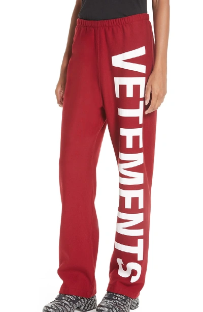 Shop Vetements Logo Sweatpants In Red