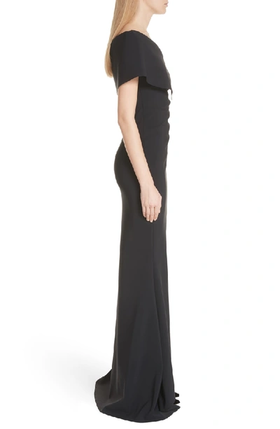 Shop Chiara Boni La Petite Robe Asymmetric Neck Mermaid Gown In Black