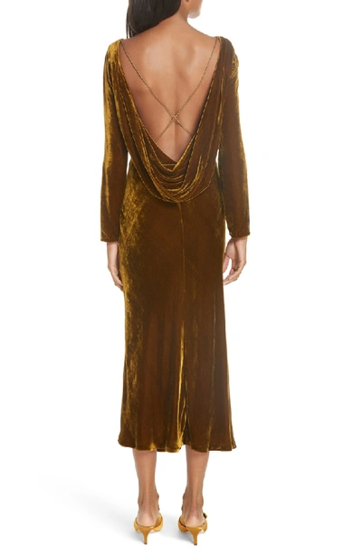 Shop Saloni Tina Cowl Back Velvet Dress In Gold