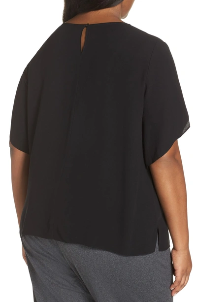 Shop Eileen Fisher Tulip Sleeve Silk Top In Black