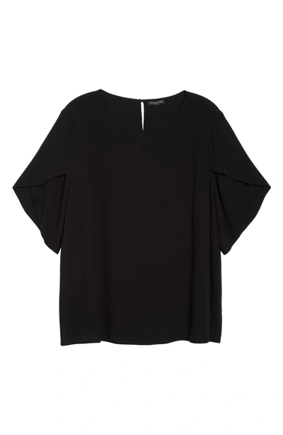 Shop Eileen Fisher Tulip Sleeve Silk Top In Black