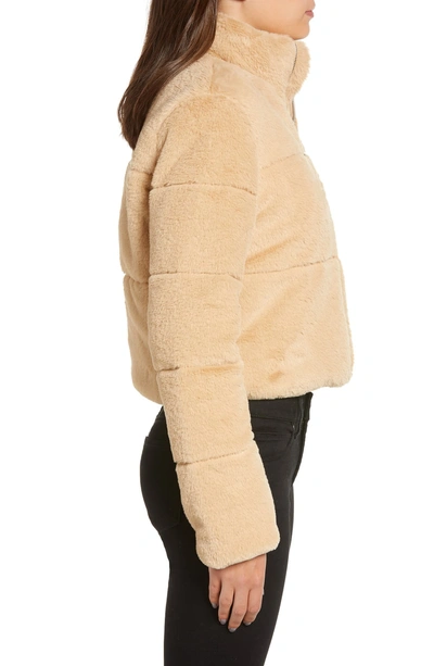 Shop Tiger Mist Bridget Faux Fur Puffer Jacket In Tan