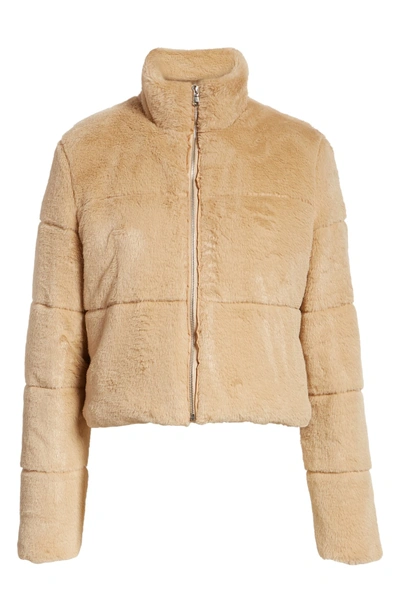 Shop Tiger Mist Bridget Faux Fur Puffer Jacket In Tan