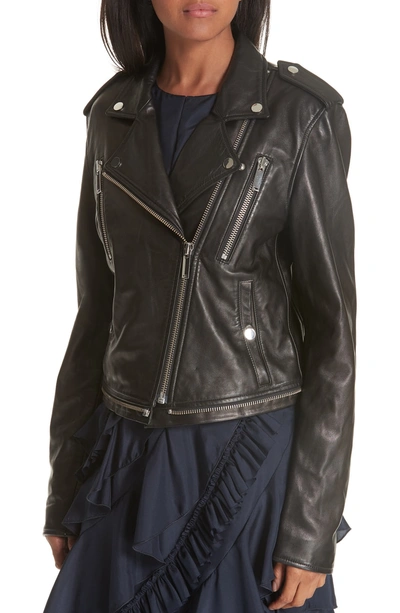Shop Grey Jason Wu Lambskin Leather Jacket In Black