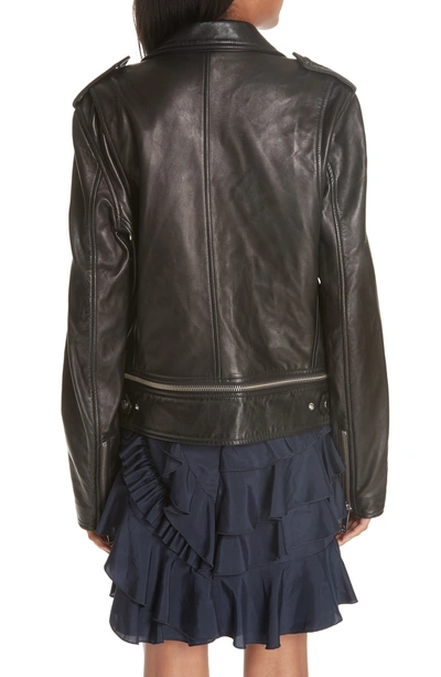 Shop Grey Jason Wu Lambskin Leather Jacket In Black