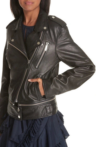 Shop Grey Jason Wu Lambskin Leather Jacket In Black