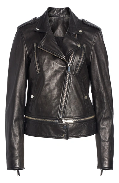 Shop Grey Jason Wu Lambskin Leather Jacket In Black