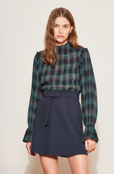 Shop The Fifth Label Zone Tartan Top In Navy W Red