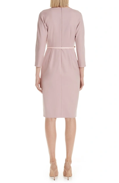 Shop Max Mara Karub Belted Stretch Wool Dress In Nudo