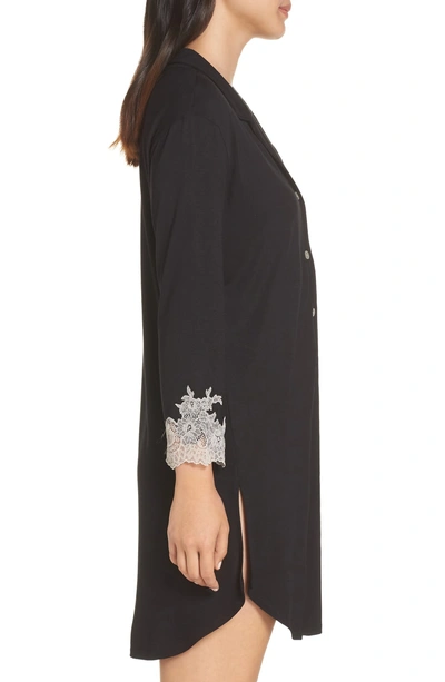 Shop Natori Shangri-la Sleep Shirt In Black