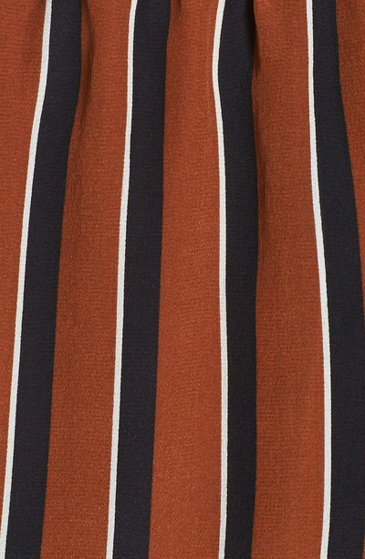 Shop Maison Du Soir Mia Striped Silk Pajama Shorts In Tobacco Stripe
