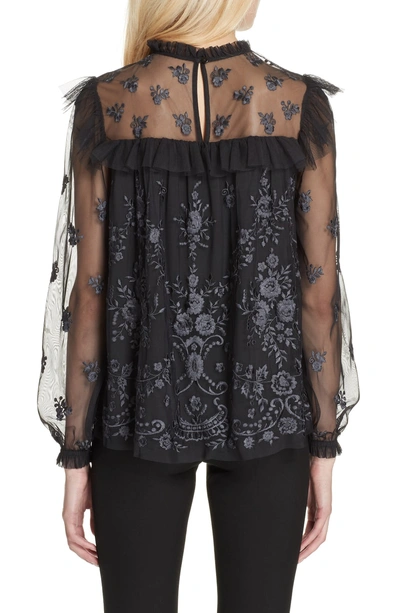 Shop Needle & Thread Lace Illusion Top In Washed Black