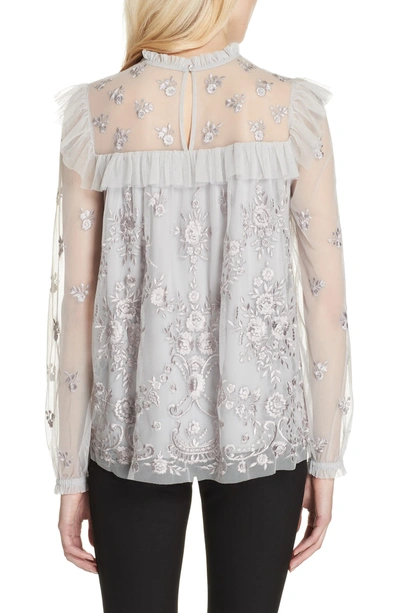 Shop Needle & Thread Lace Illusion Top In Dusk Blue