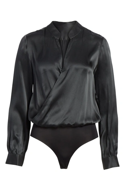 Shop L Agence Marcella Silk Charmeuse Bodysuit In Phantom