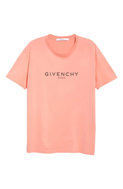 Shop Givenchy Distressed Logo Tee In Coral