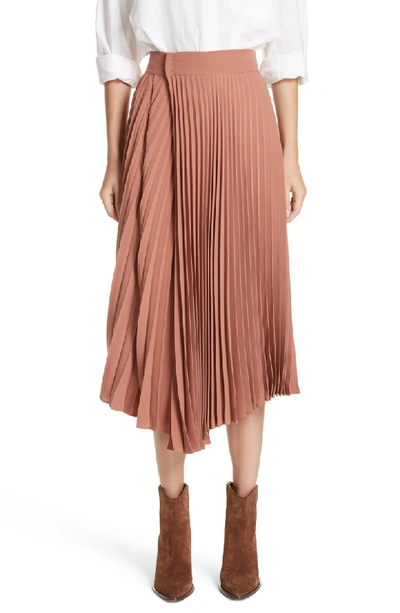 Shop Vince Asymmetric Hem Pleated Skirt In Vintage Rose