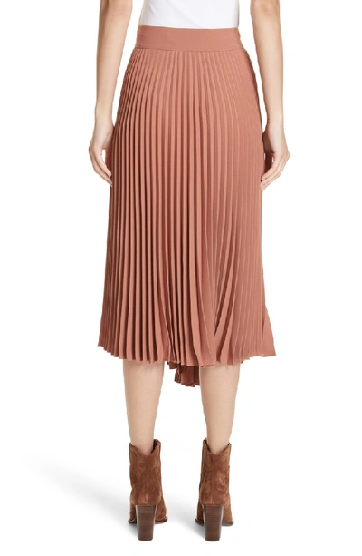 Shop Vince Asymmetric Hem Pleated Skirt In Vintage Rose