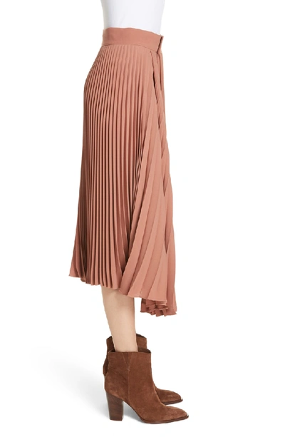 Shop Vince Asymmetric Hem Pleated Skirt In Vintage Rose