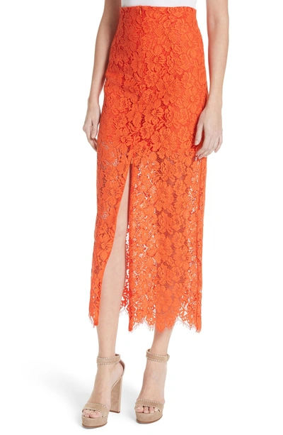 Shop Ganni Jerome Lace Skirt In Big Apple Red