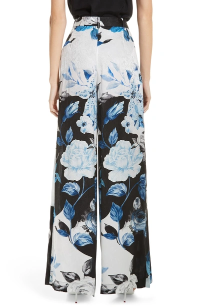 Shop Off-white Floral Wide Leg Silk Pants In Black All Over