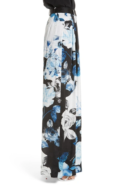 Shop Off-white Floral Wide Leg Silk Pants In Black All Over